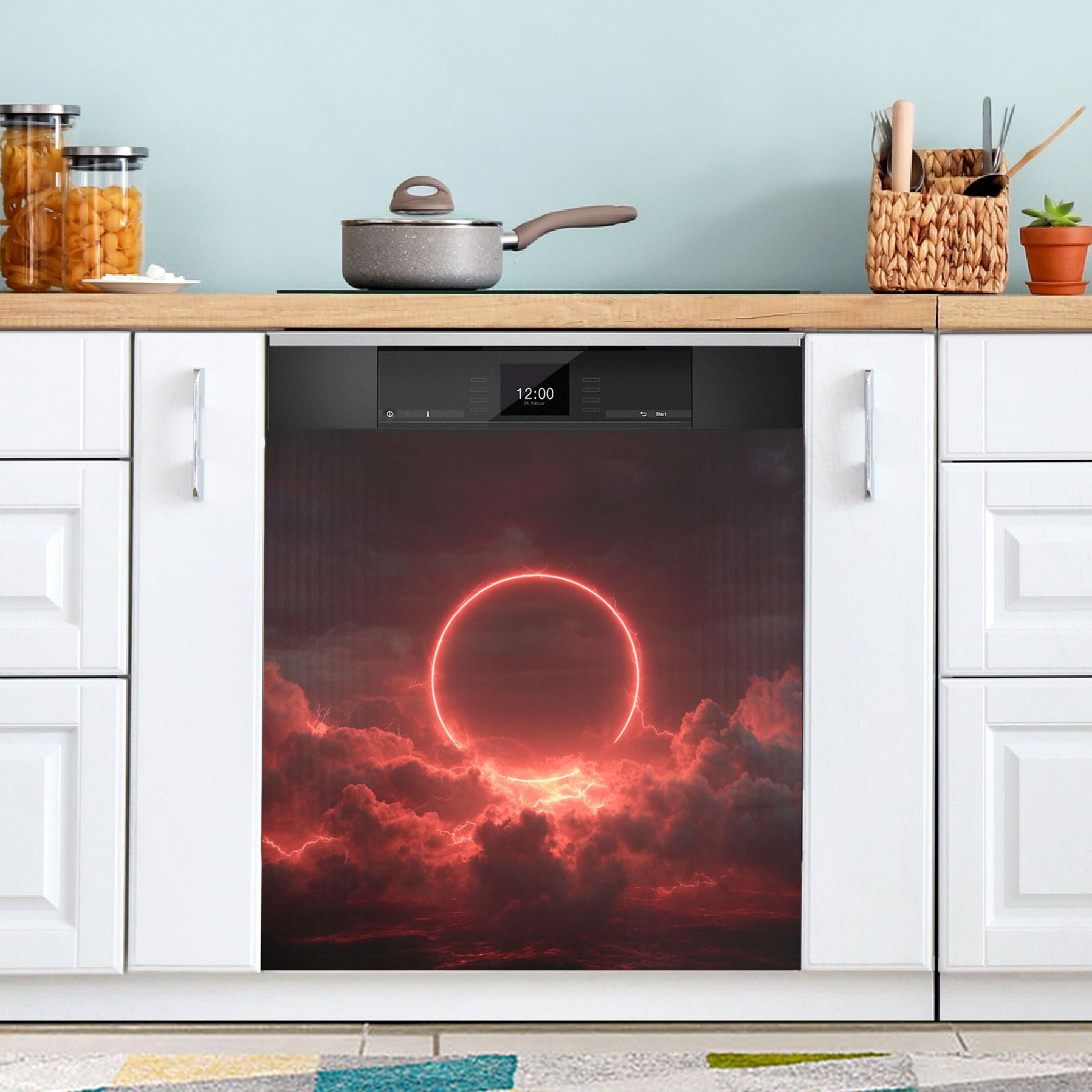 Dishwasher Sticker Magnetic Dishwasher Sticker Magnetic Decorative Sticker Refrigerator Sticker Dishwasher Decorative Stickers Red Sun