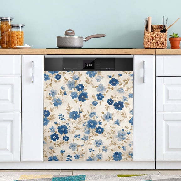 Dishwasher Sticker Magnetic Dishwasher Sticker Magnetic Decorative Sticker Refrigerator Sticker Dishwasher Decorative Stickers Shabby Chic Floral Beige Cream