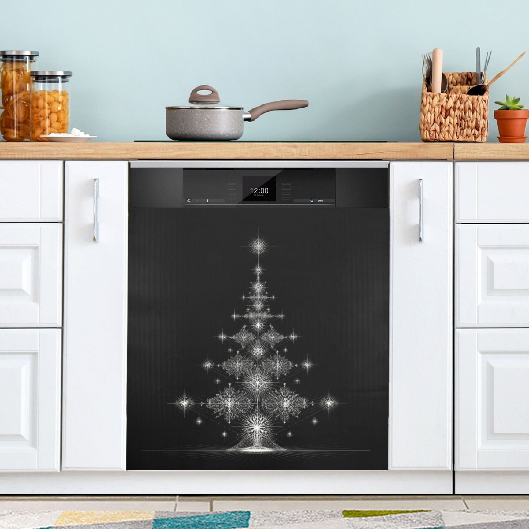 Dishwasher Sticker Magnetic Dishwasher Sticker Magnetic Decorative Sticker Refrigerator Sticker Dishwasher Decorative Stickers Silver Christmas Tree