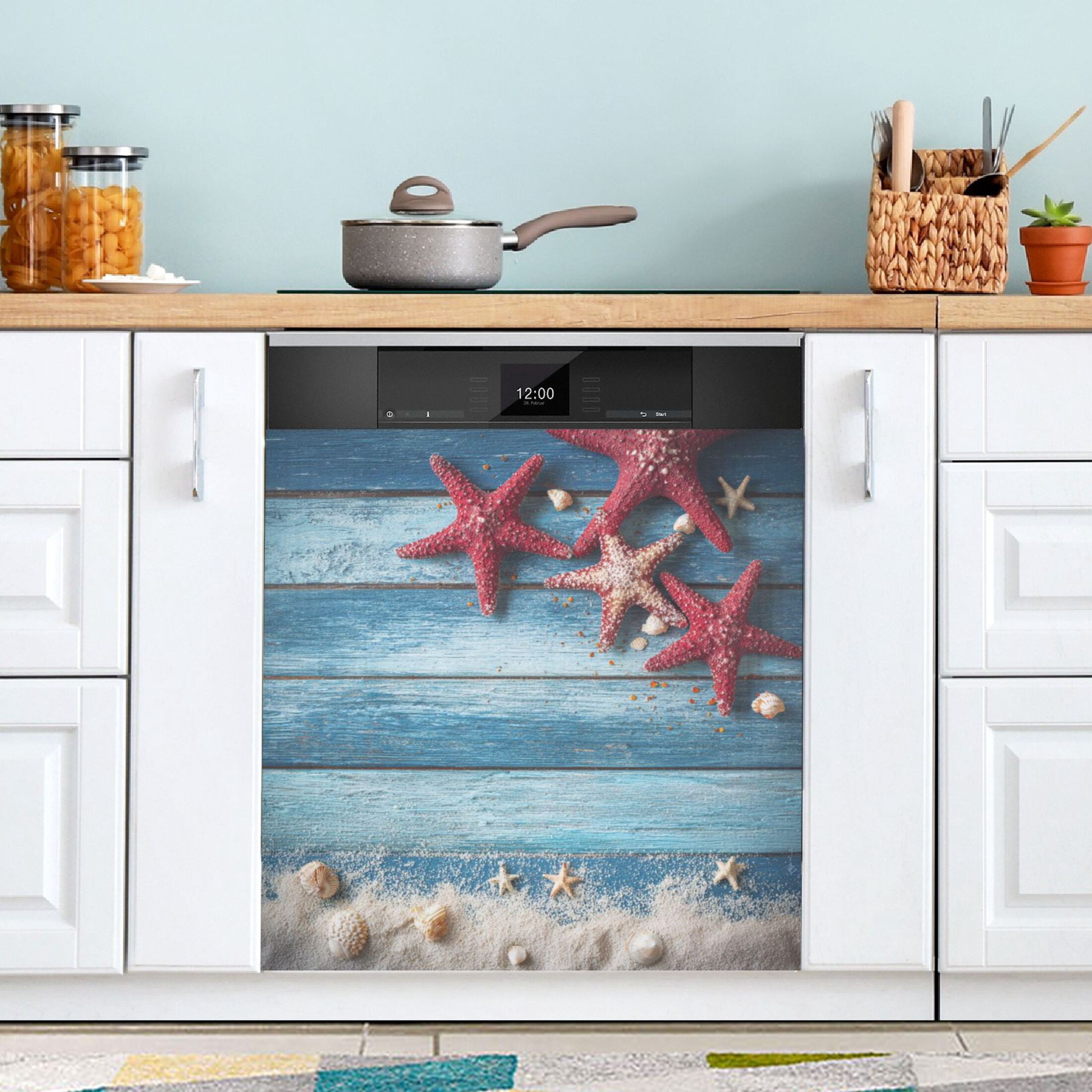 Dishwasher Sticker Magnetic Dishwasher Sticker Magnetic Decorative Sticker Refrigerator Sticker Dishwasher Decorative Stickers Summer Starfish Beach