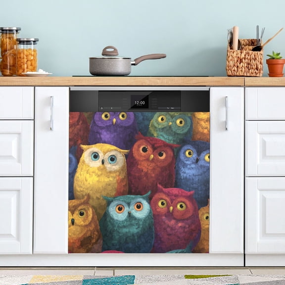 Dishwasher Sticker Magnetic Dishwasher Sticker Magnetic Decorative Sticker Refrigerator Sticker Dishwasher Decorative Stickers Vibrant Colored Owls