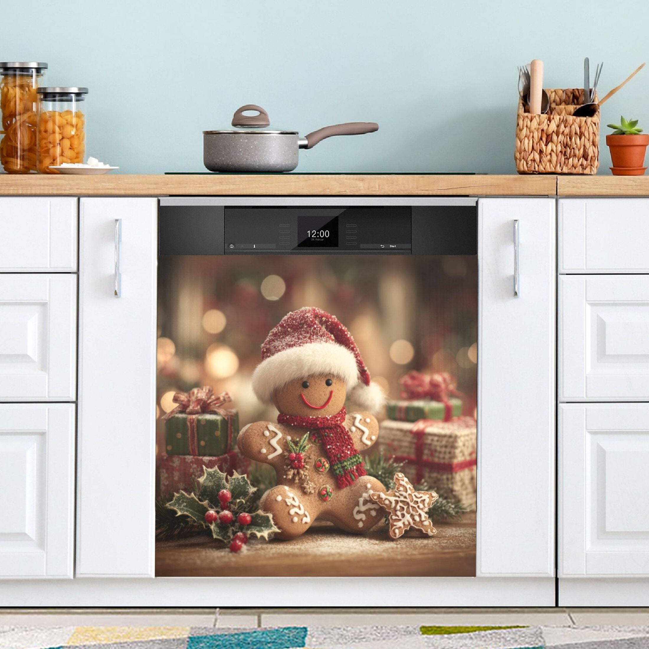 Dishwasher Sticker Magnetic Dishwasher Sticker Magnetic Decorative Sticker Refrigerator Sticker Dishwasher Decorative Stickers Warm Christmas Gingerbread Man Beautiful