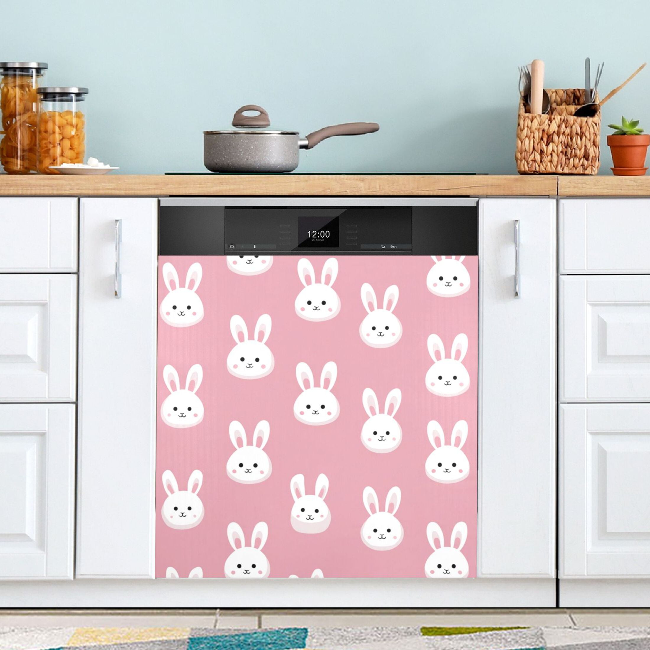 Dishwasher Sticker Magnetic Dishwasher Sticker Magnetic Decorative Sticker Refrigerator Sticker Dishwasher Decorative Stickers White Rabbits