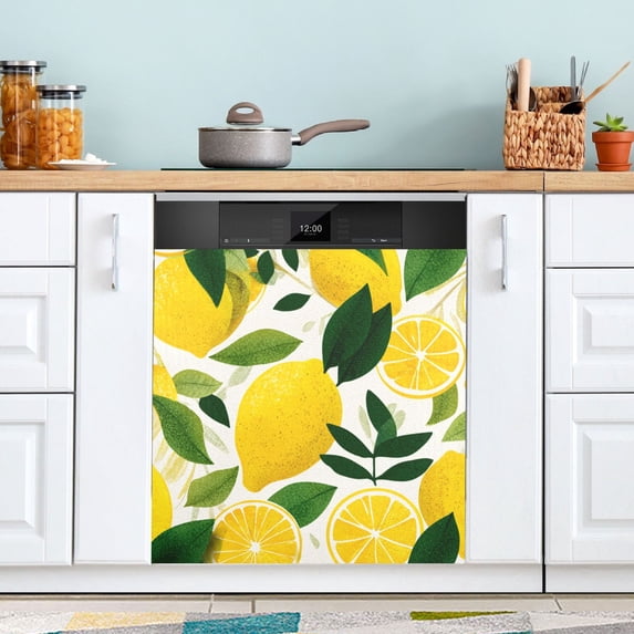Dishwasher Sticker Magnetic Dishwasher Sticker Magnetic Decorative Sticker Refrigerator Sticker Dishwasher Decorative Stickers Yellow Lemon Pattern