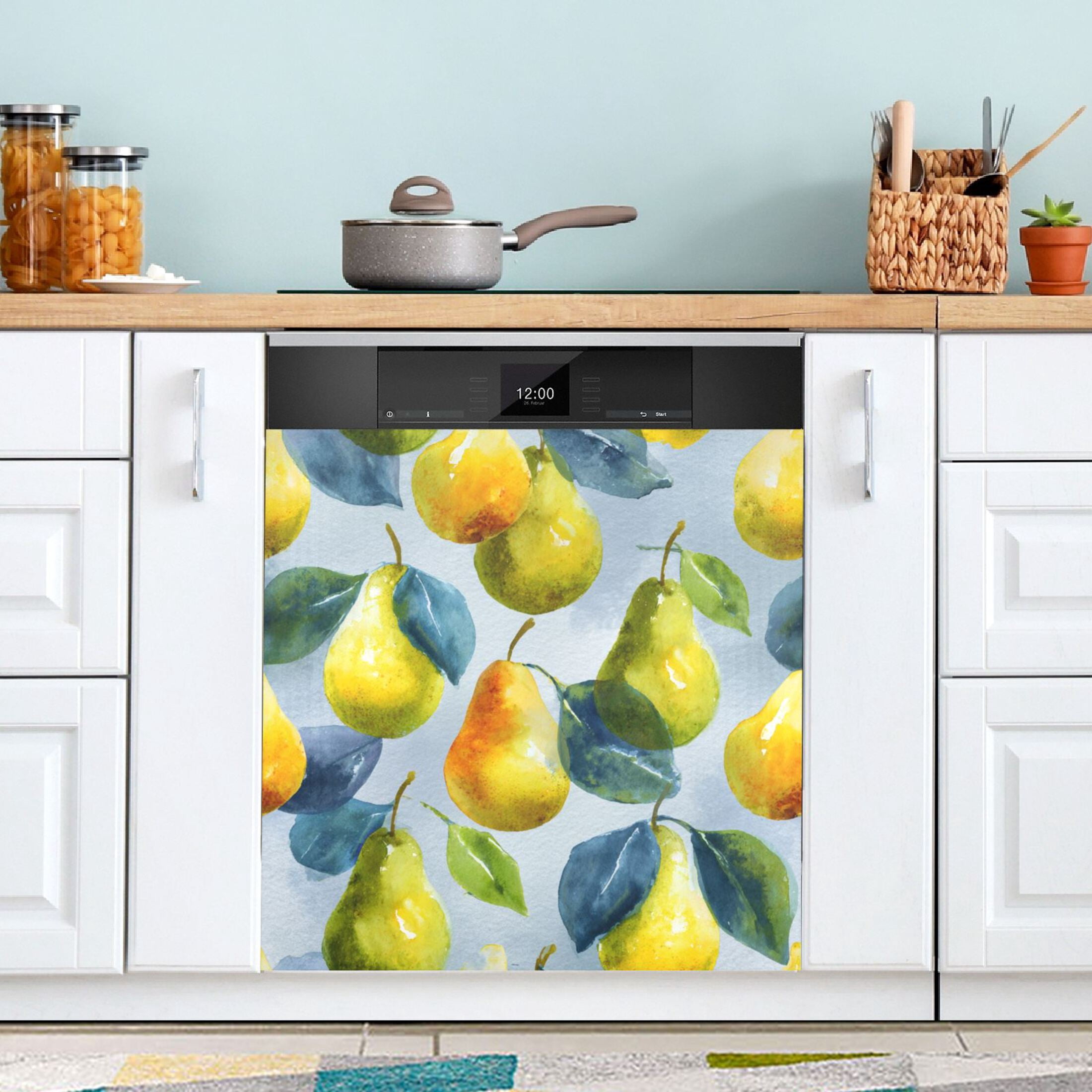 Dishwasher Sticker Magnetic Dishwasher Sticker Magnetic Decorative Sticker Refrigerator Sticker Dishwasher Decorative Stickers Yellow Pear Watercolor Style