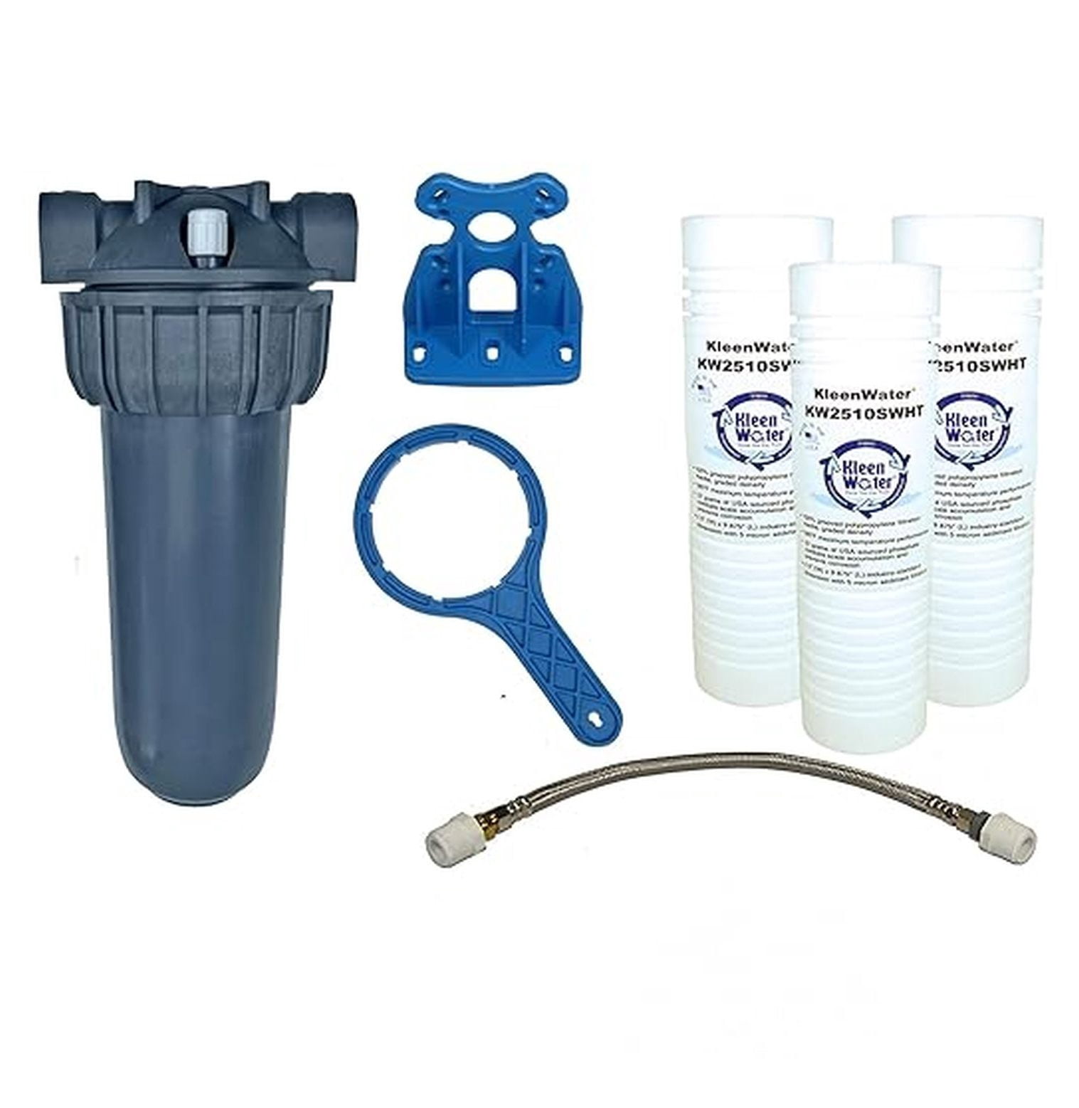 Dishwasher Water Filter, KW2510HW Under Sink Filtration System, Polyphosphate Filters for Hard Water and Cloudy Film Residue on Dishes and Glasses