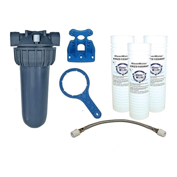 Dishwasher Water Filter, KW2510HW Under Sink Filtration System, Polyphosphate Filters for Hard Water and Cloudy Film Residue on Dishes and Glasses