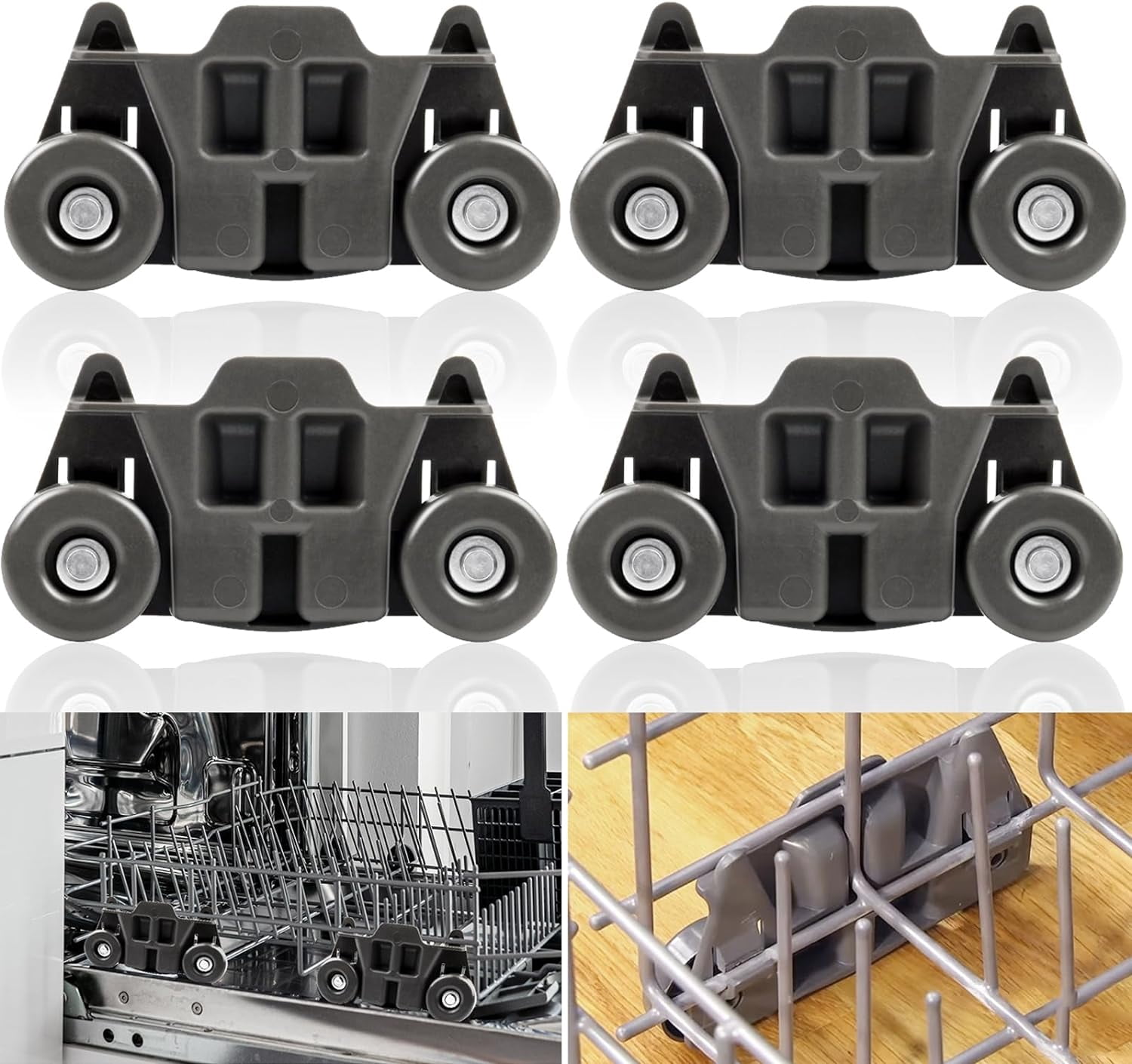Dishwasher Wheels Lower Rack Upgraded Compatible for Whirlpool/Kenmore ...