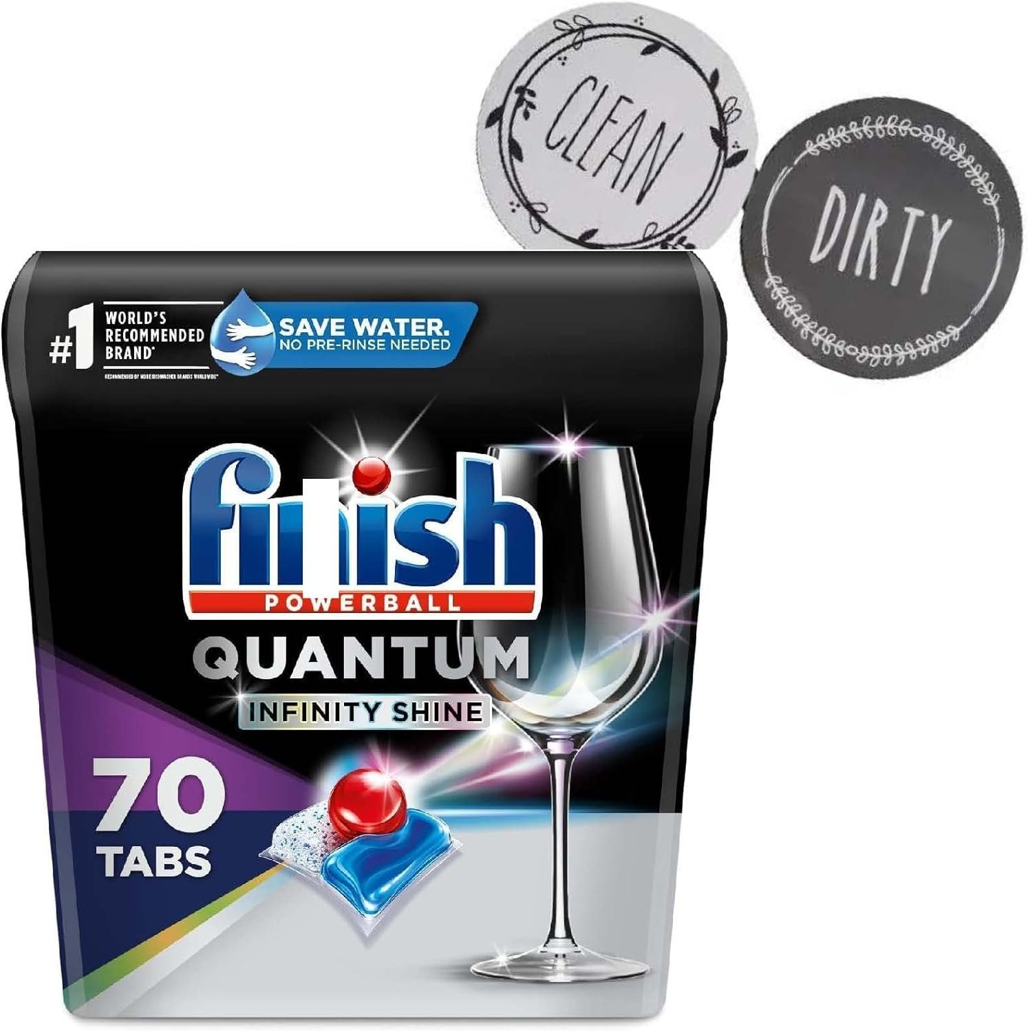 Dishwasher tabs Quantum Infinity Shine - Dishwasher Detergent - Powerball - Our Best Ever Clean and Shine - Dishwashing Tablets - Packaging May Vary + Dishwasher Magnet