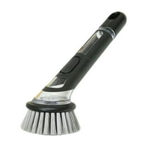 Dishwashing Brush with Soap Dispenser, Gray Brush Head 1Pc， Long Handle Dishwashing Brush with Replaceable Heads Kitchen Dish Scrub Brush Soap Dispensing Dish Brush Kitchen Brush for Pot Pan Cleaning