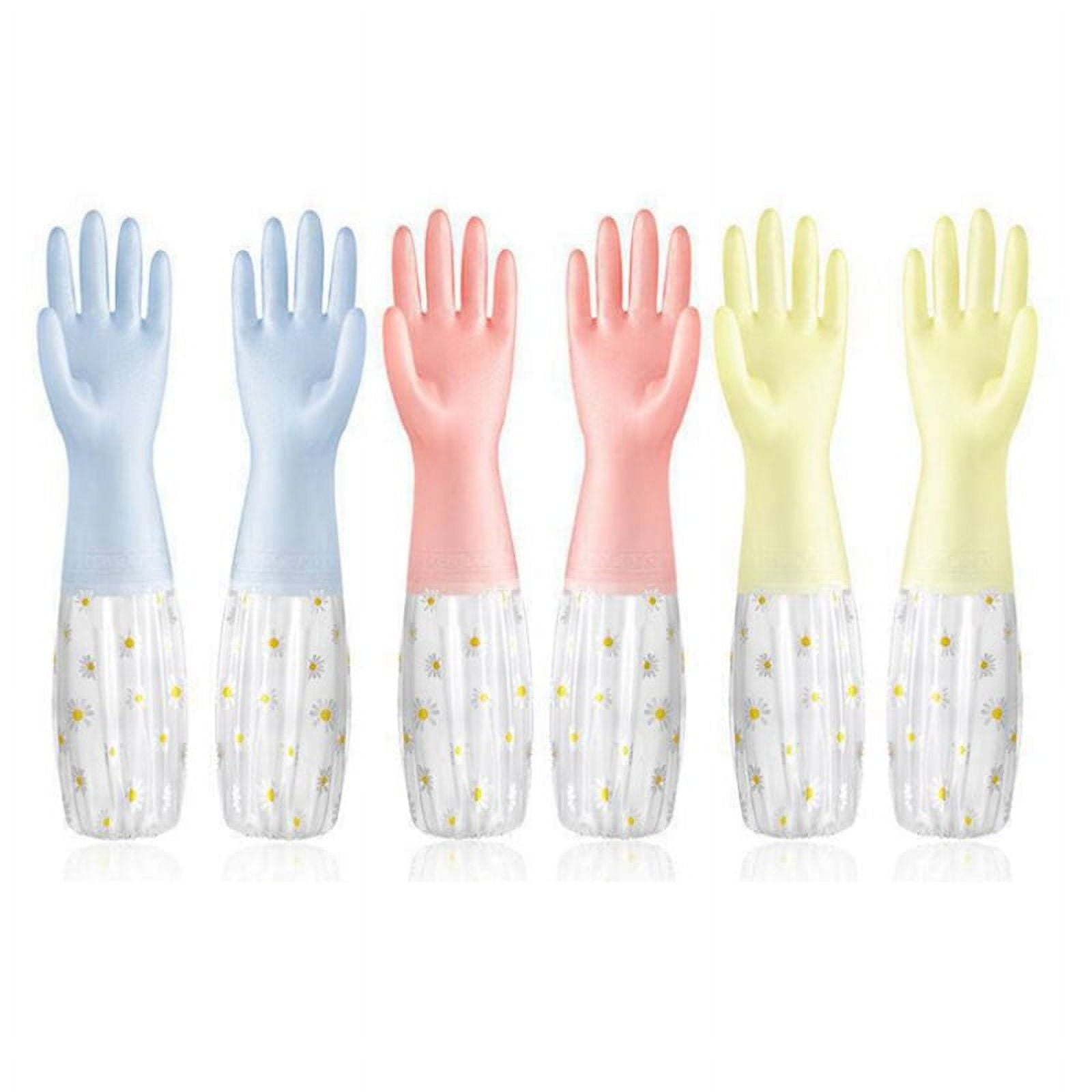 Dishwashing Cleaning Gloves 3 Pairs Reusable Rubber Gloves Non