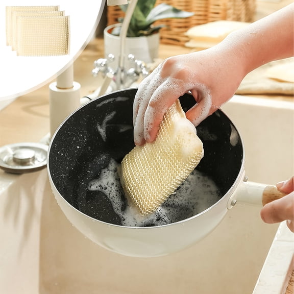 Dishwashing Cloth & Pot Scrubber | Reusable Kitchen Sponge Brush for Cleaning Dishes & Pans | Multi-Purpose Scouring Pad for Sinks & Appliances | Non-Abrasive Dish Cloths for Home Kitchen
