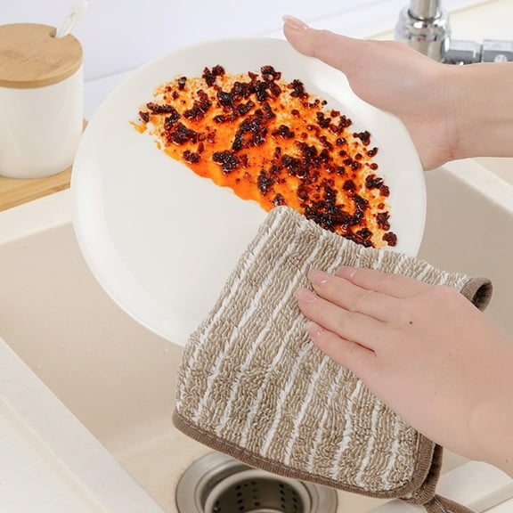 Dishwashing Cloths, Oil Removing Scouring Pads, Lint Free Absorbent Kitchen Towels, Reusable Cleaning Rags for Dishes, Countertops, Multi-Purpose Household Cleaning Cloths, Non-Scratch Dish Towels