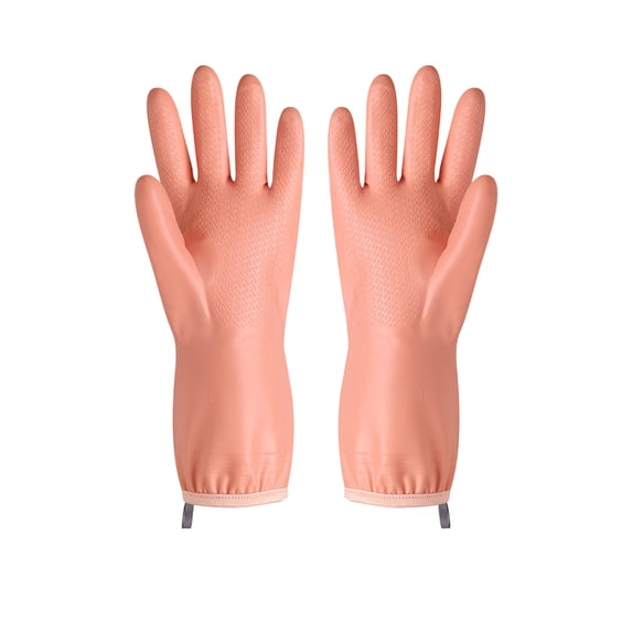 Dishwashing Gloves with Fleece Lining, Waterproof Rubber Cleaning Gloves with Non-Slip Grip, Thick Reusable Kitchen Gloves with Long Cuff for Household Cleaning Laundry and Gardening