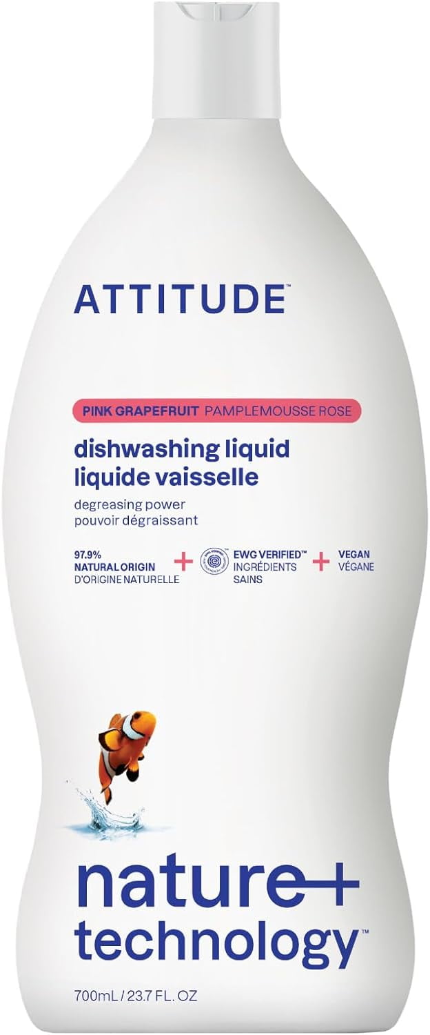 Dishwashing Liquid Pink Grapefruit, EWG Verified Vegan Dish Soap