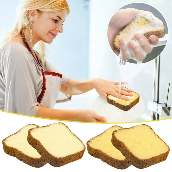 Dishwashing Sponge, Bread Shaped Cleaning Sponge, Thickened Scrub Sponge with High Absorbency & Odor Resistant, Non-scratch Cleaning for Dishes, Pans, and Countertops for Home Kitchen Use