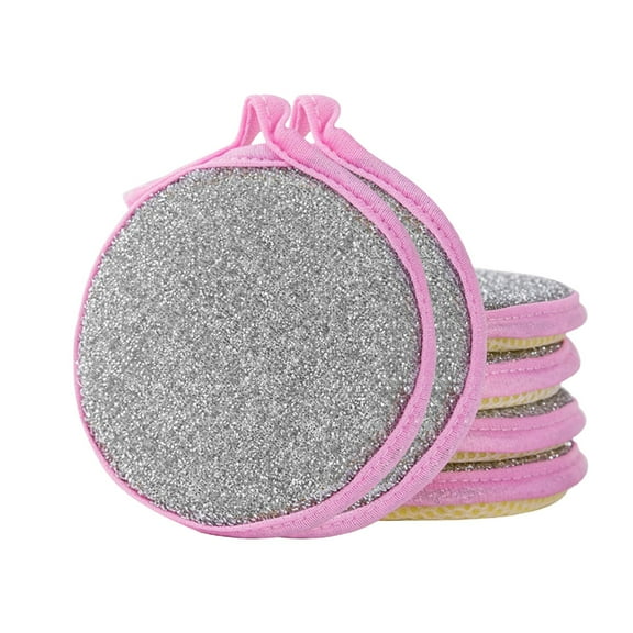 Dishwashing Sponge, Dual-sided Scrub Sponges Round Scrubber Rag Dish Pad Dishwashing Sponges Reusable Sponge Non-Scratch Scrub Sponges for Home Kitchen Cleaning Tool, 6Pcs