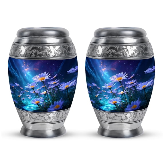 Disies Keepsake Urn for Adult Human Ashes for Male & Female - Small Urn for Ashes - Funeral Cremation Urns for Adult Men & Women - Mini Daisies Urns for Mom ( Size-3inch 2pc)