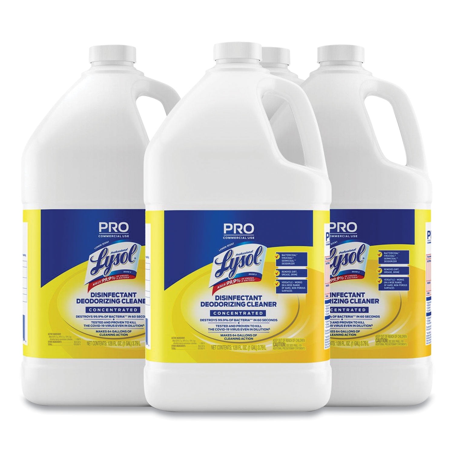 Disinfectant Deodorizing Cleaner Concentrate, Lemon Scent, 128 oz Bottle, 4/Carton Disinfectant Deodorizing Cleaner Concentrate, Lemon Scent, 128 oz Bottle, 4/Carton