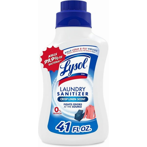 Disinfectant Laundry Sanitizer & Scent Booster, Laundry Detergent Additive, Color Safe Bleach Alternative, Laundry Odor Eliminator, Kills Bacteria & Viruses, Crisp Linen Scent, 41 Fl Oz Liquid