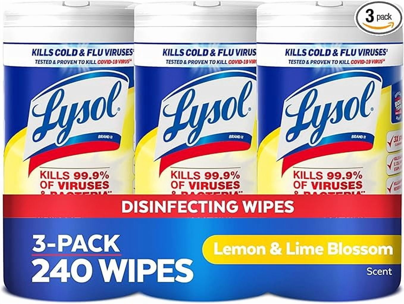 Disinfectant Wipes, Multi-Surface Antibacterial Cleaning Wipes, For Disinfecting and Cleaning, Lemon and Lime Blossom, 80 Count ()
