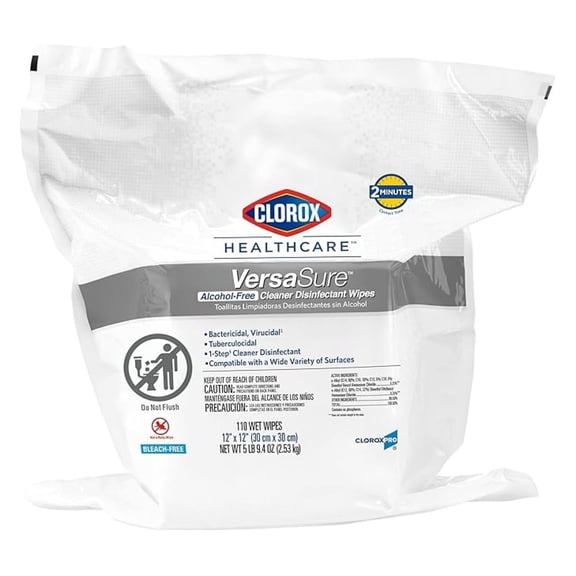 Disinfectant Wipes VersaSure 110 Count, 12x10 Inch, Alcohol-Free Multi-Surface Cleaner, Hospital Grade Disinfecting Wipes for Home, Office, Medical Facility