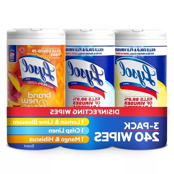 Disinfecting Wipes - Lemon/Crisp Linen/Mango and Hibiscus - 240ct/3pk