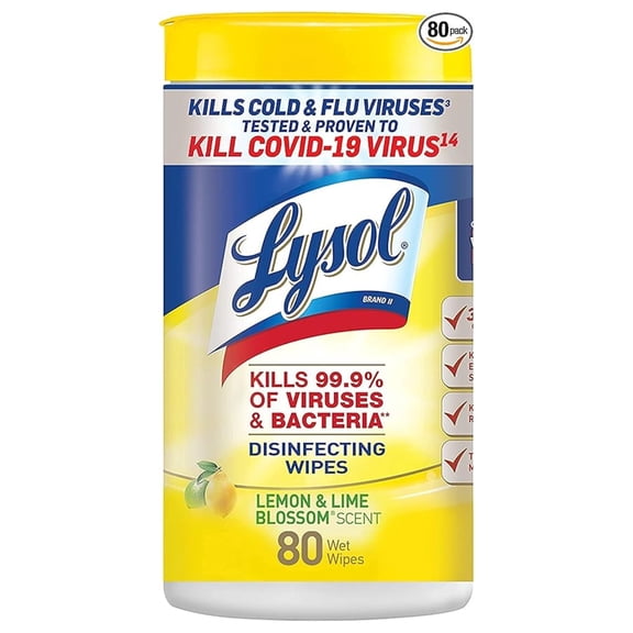 Disinfecting Wipes, Lemon and Lime Blossom, 80 Count (Pack of 6)