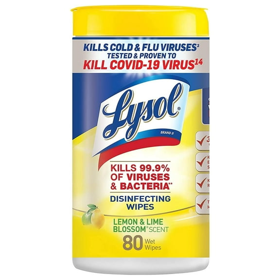 Disinfecting Wipes, Lemon and Lime Blossom, 80 Count (Pack of 6)