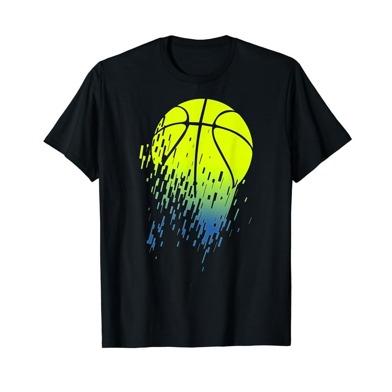Disintegrating Neon Green Basketball Urban Graphic T-Shirt Disintegrating Neon Green Basketball Urban Graphic T-Shirt