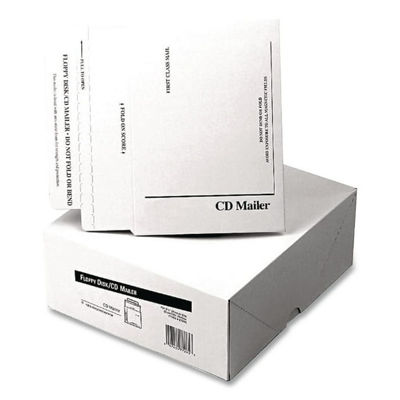 Disk/CD Foam-Lined Mailers, Square Flap, Redi-Strip Closure, 5.13 x 5, White, 25/Box