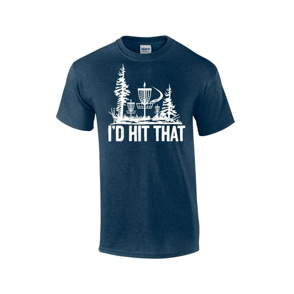 Disk Golf Funny I'd Hit That Mens Short Sleeve T-shirt Graphic Tee-Heather Navy-xl