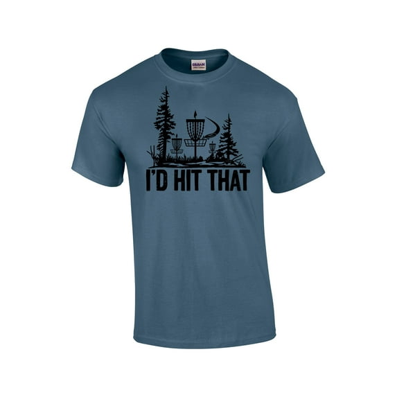 Disk Golf Funny I'd Hit That Mens Short Sleeve T-shirt Graphic Tee-Indigo-large
