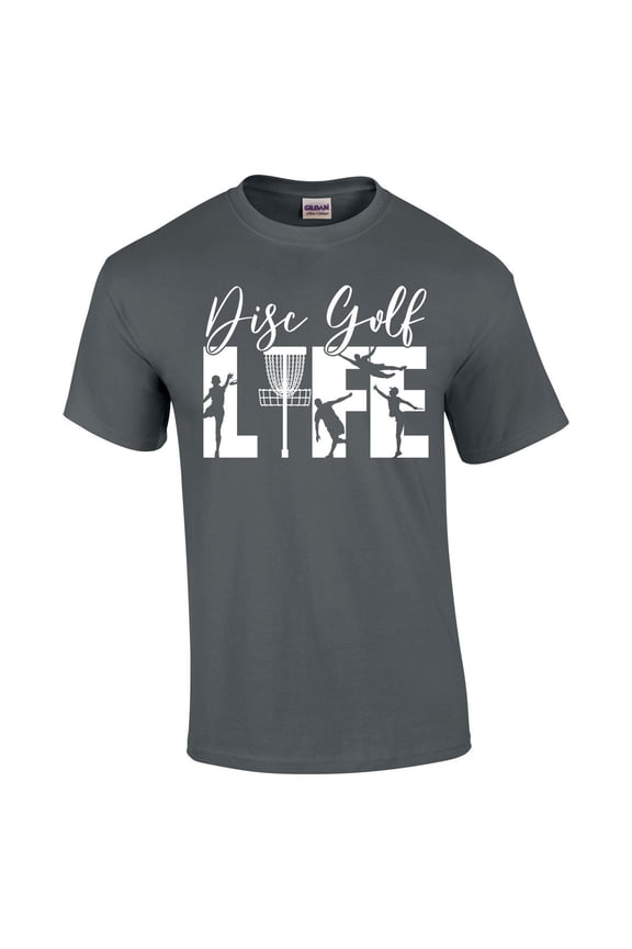 Disk Golf Life Mens Short Sleeve T-shirt Graphic Tee-Charcoal-small