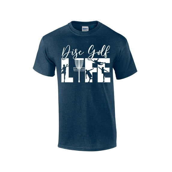 Disk Golf Life Mens Short Sleeve T-shirt Graphic Tee-Heather Navy-4xl