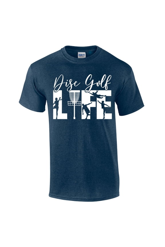 Disk Golf Life Mens Short Sleeve T-shirt Graphic Tee-Heather Navy-medium