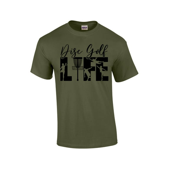 Disk Golf Life Mens Short Sleeve T-shirt Graphic Tee-Military-large