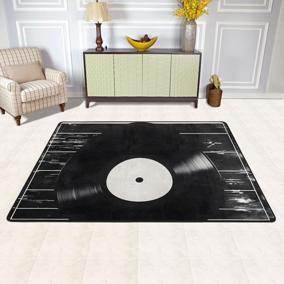 Disk Music Area Rug Washable 72 x 48 Floor Carpet Mat Non Slip for Bedroom Living Room Kids Room Home Decor