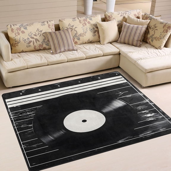 Disk Music Area Rug Washable 80 x 58 Floor Carpet Mat Non Slip for Bedroom Living Room Home Decor