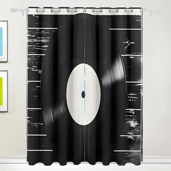 Disk Music Black Out Curtains 72 Inch Length Curtains for Sliding Glass Doors Bedroom Living Room 2 Pack