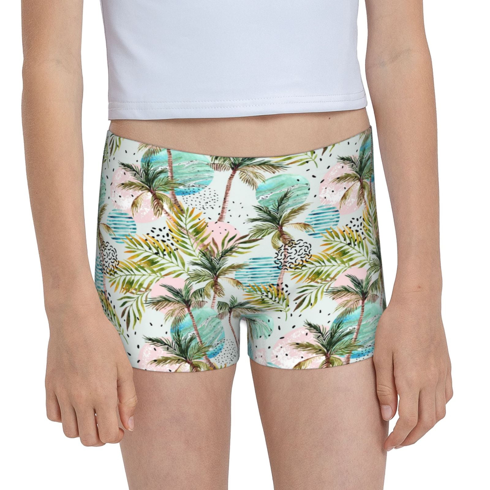 Easygdp Watercolor Palm Tree Girls Hipster Cotton Underwear Little