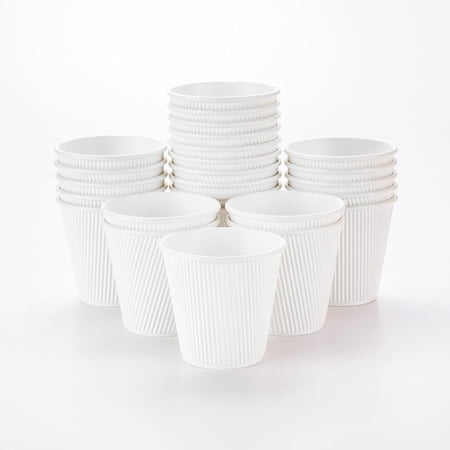 Diska NuLife 12 Oz Ripple Disposable Paper Cups, White, 25 Count