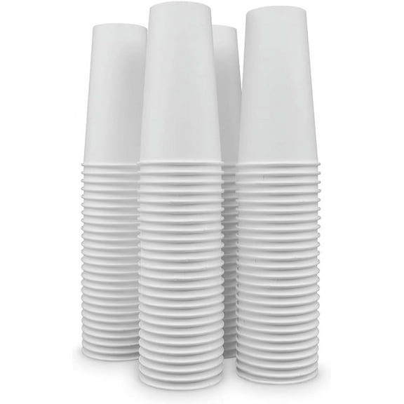 Diska NuLife 20 oz Kraft Paper Cups, White Disposable Paper Coffee Cups, Unbleached Paper Cups for Hot/Cold Beverage Party Home Office (50 Pcs)