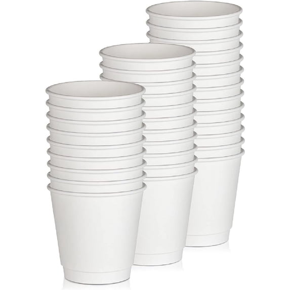 Diska NuLife 8 oz Double Wall White, Disposable Glasses Double Wall Paper Coffee Cups, Hot and Cold Beverage Drinking Tea Cup for Parties, Kitchen (25 Pcs)