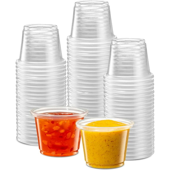 Diska NuLife Clear Disposable Plastic 1 oz. 45mm Portion Cups (No Lids), Small Containers For Portion Controll, Jello Shots, Meal Prep, Sauce Cups, Slime, Condiments, Medicine Souffle Cups (2500 Pcs)