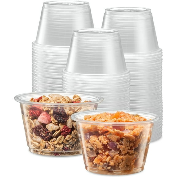 Diska NuLife Clear Disposable Plastic 4 oz. 74mm Portion Cups (No Lids), Small Containers For Portion Controll, Jello Shots, Meal Prep, Sauce Cups, Slime, Condiments, Medicine Souffle Cups (2500 Pcs)