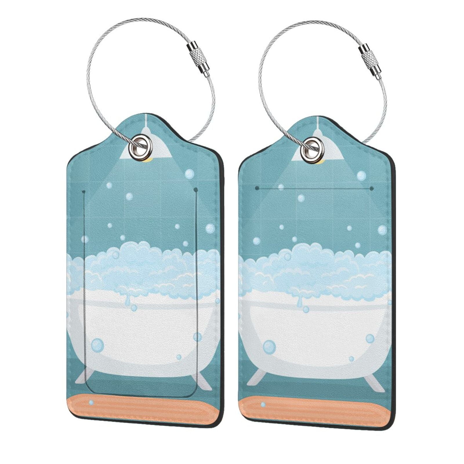 Disketp 1 Luggage Tag For Suitcase,Bathtub With Soap Bubbles Leather