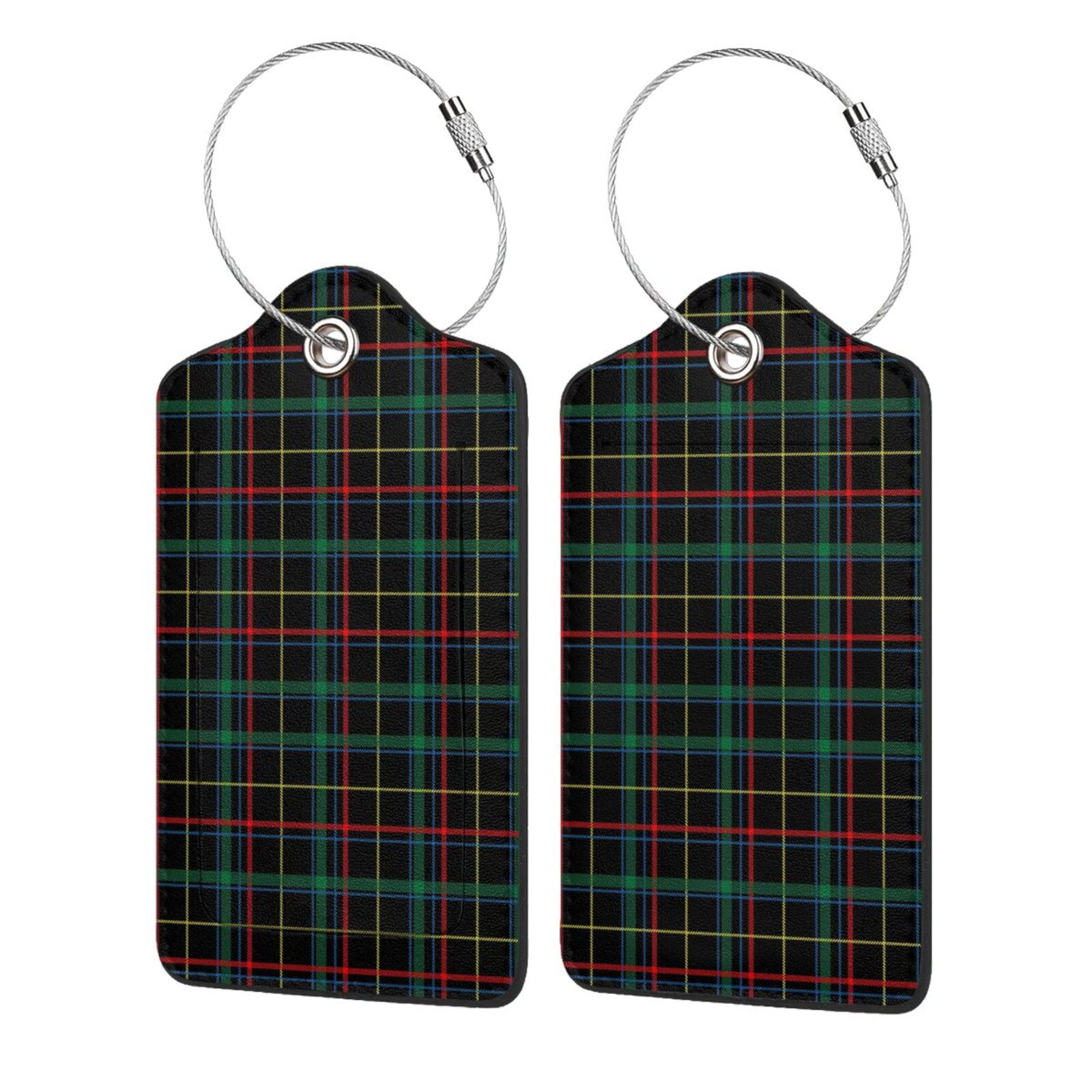 Disketp 1 Luggage Tag For Suitcase,Buffalo Plaid Dark Green Leather