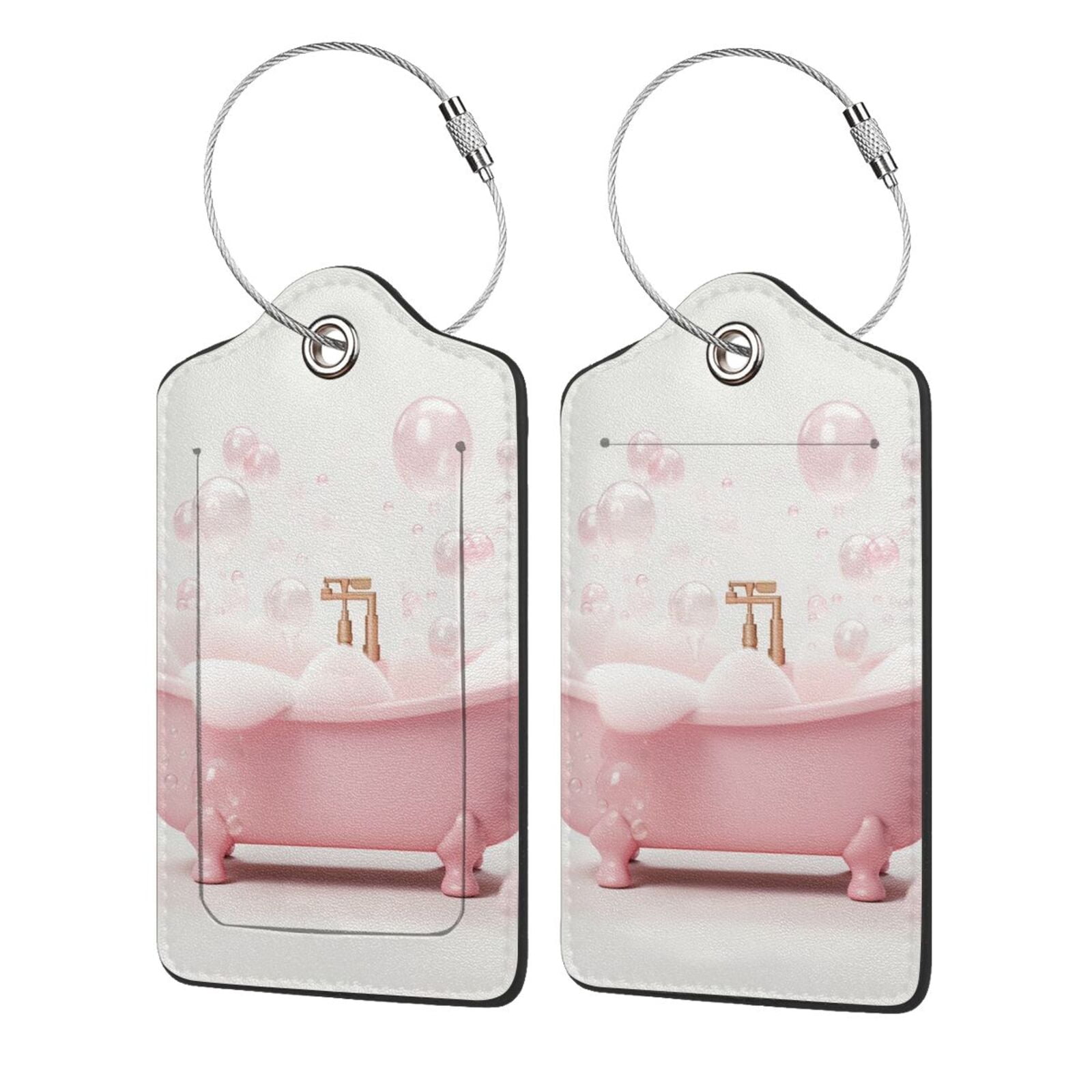 Disketp 1 Luggage Tag For Suitcase,Cute Bathtub Leather Baggage Tag