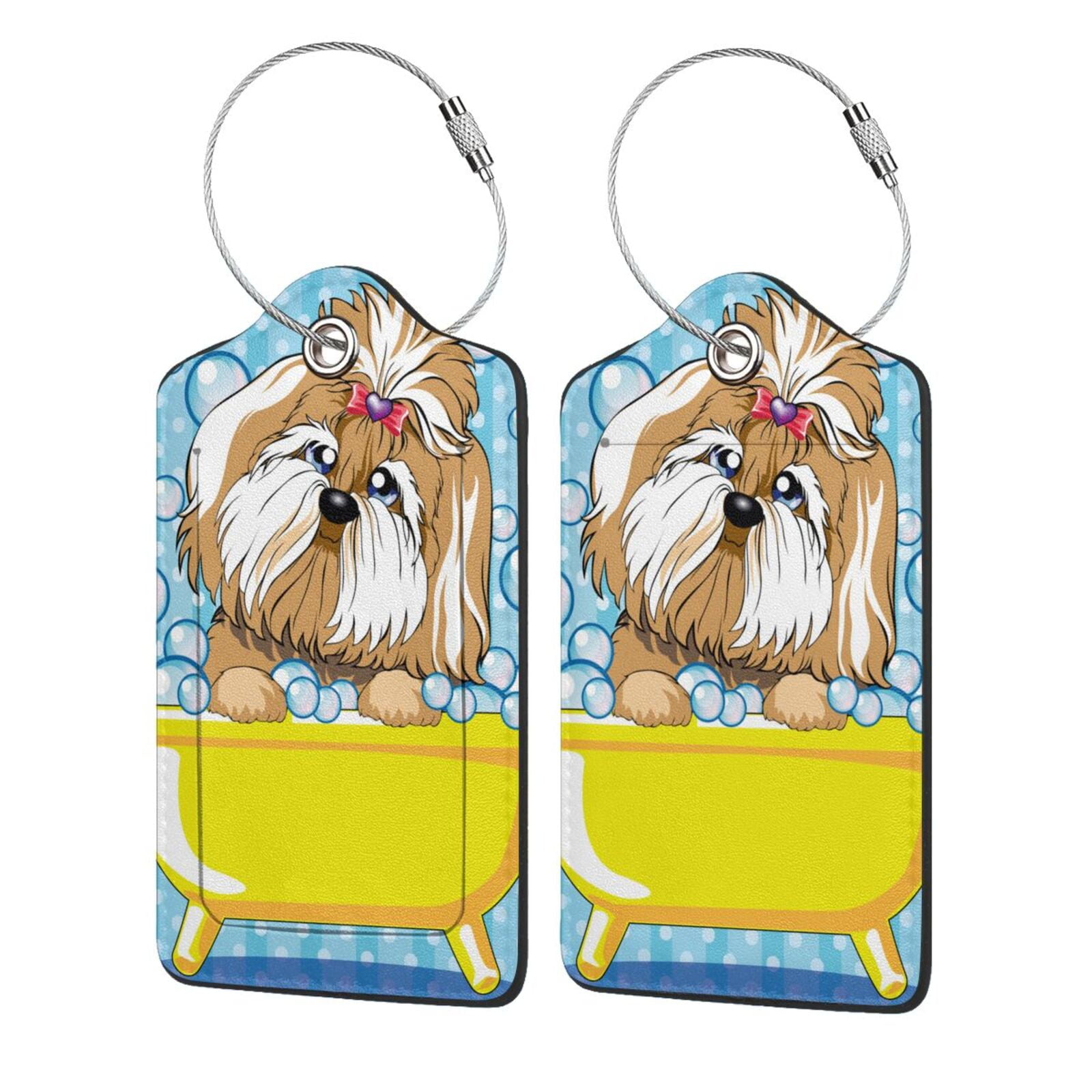 Disketp 1 Luggage Tag For Suitcase,Dog Takes A Bath In The Bathtub